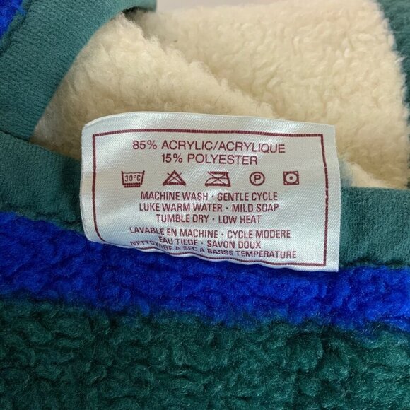 Vintage Biederlack Patriotic Teddy Bear Blanket 74x54 Blue Brown Acrylic Plush - Picture 5 of 5